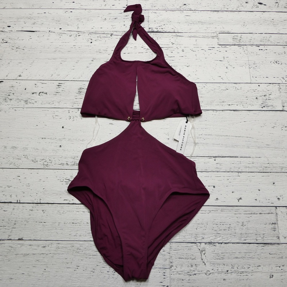 Robin Piccone Swimsuit Womens 14 One Piece Cutout Halter NWT 181713‎